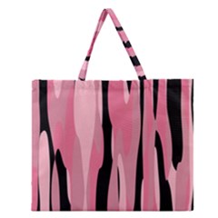 Black And Pink Camo Abstract Zipper Large Tote Bag by TRENDYcouture