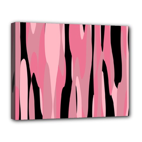 Black And Pink Camo Abstract Canvas 14  X 11  by TRENDYcouture