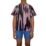 Pink and Black Camouflage Abstract Kid s Short Sleeve Swimwear