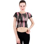 Pink and Black Camouflage Abstract Crew Neck Crop Top
