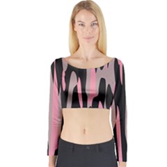 Pink And Black Camouflage Abstract Long Sleeve Crop Top by TRENDYcouture