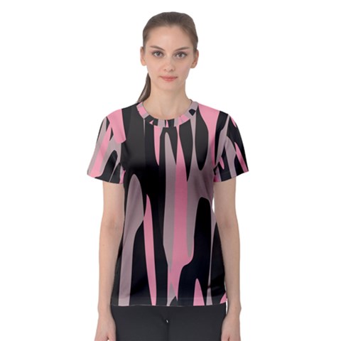 Pink And Black Camouflage Abstract Women s Sport Mesh Tee by TRENDYcouture