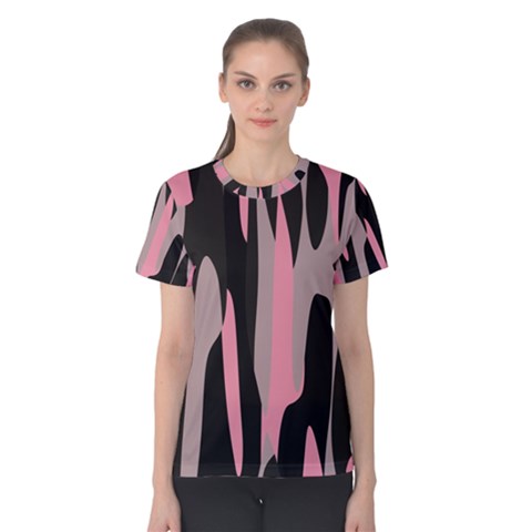 Pink And Black Camouflage Abstract Women s Cotton Tee by TRENDYcouture