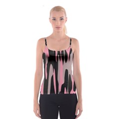 Pink And Black Camouflage Abstract Spaghetti Strap Top by TRENDYcouture