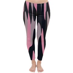 Pink And Black Camouflage Abstract Winter Leggings 