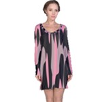 Pink and Black Camouflage Abstract Long Sleeve Nightdress