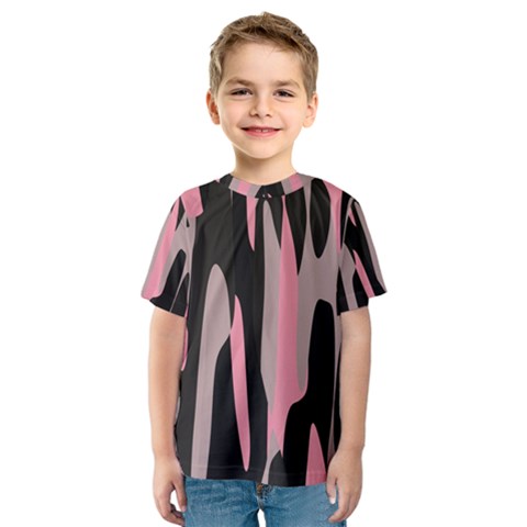 Pink And Black Camouflage Abstract Kid s Sport Mesh Tee by TRENDYcouture