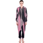 Pink and Black Camouflage Abstract Hooded Jumpsuit (Ladies) 