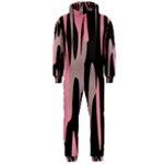 Pink and Black Camouflage Abstract Hooded Jumpsuit (Men) 