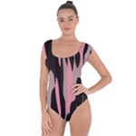 Pink and Black Camouflage Abstract Short Sleeve Leotard 