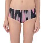 Pink and Black Camouflage Abstract Mid-Waist Bikini Bottoms