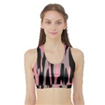 Pink and Black Camouflage Abstract Sports Bra with Border