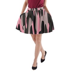 Pink And Black Camouflage Abstract A-line Pocket Skirt by TRENDYcouture