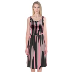 Pink And Black Camouflage Abstract Midi Sleeveless Dress by TRENDYcouture