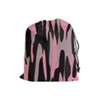 Pink and Black Camouflage abstract Drawstring Pouches (Large) 