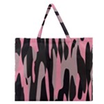 Pink and Black Camouflage abstract Zipper Large Tote Bag
