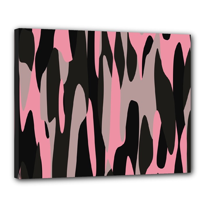 Pink and Black Camouflage 2 Canvas 20  x 16 