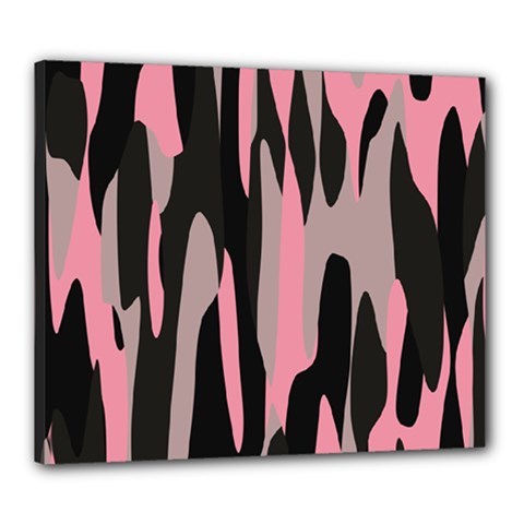 Pink and Black Camouflage 2 Canvas 24  x 20 