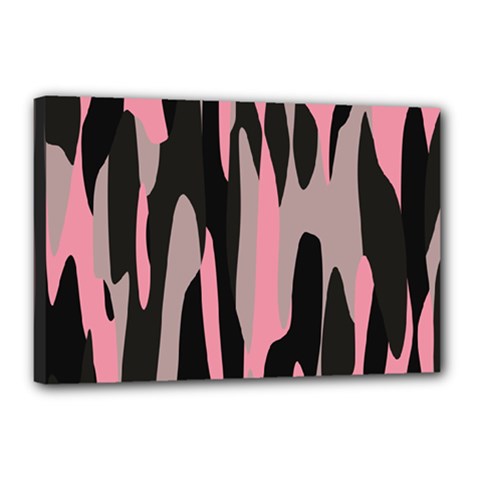 Pink And Black Camouflage 2 Canvas 18  X 12  by TRENDYcouture