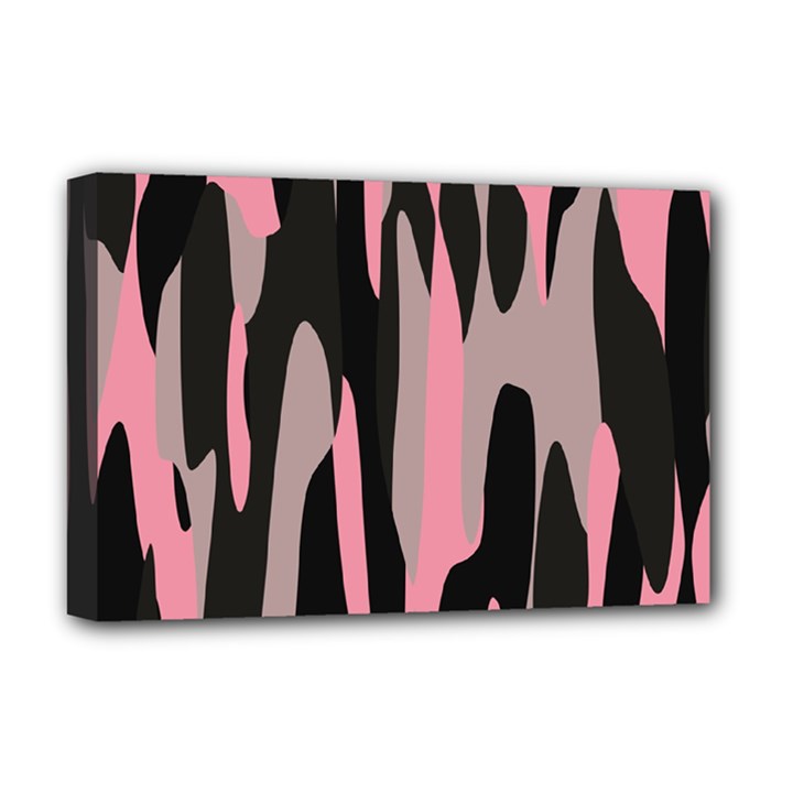 Pink and Black Camouflage 2 Deluxe Canvas 18  x 12  