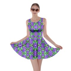 Pretty Purple Flowers Pattern Skater Dress