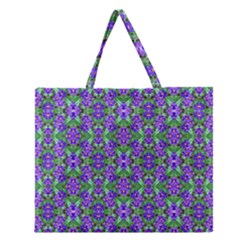 Pretty Purple Flowers Pattern Zipper Large Tote Bag