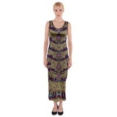 Lace Landscape Abstract Shimmering Lovely In The Dark Fitted Maxi Dress by pepitasart