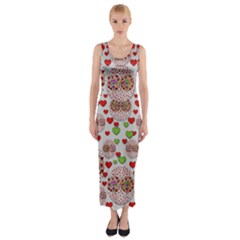 Love Bunnies In Peace And Popart Fitted Maxi Dress by pepitasart