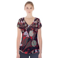 Artistic Abstraction Short Sleeve Front Detail Top by Valentinaart