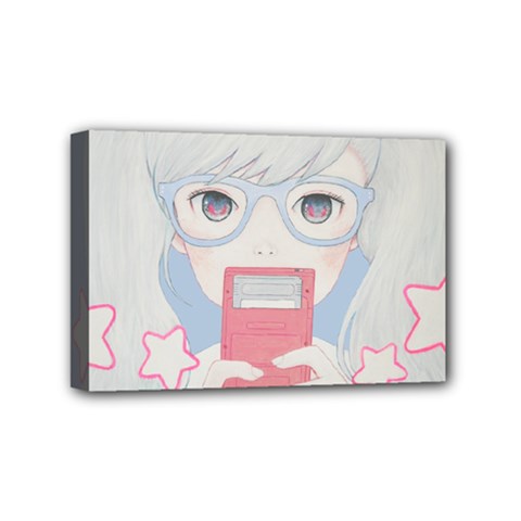 Gamegirl Girl Play With Star Mini Canvas 6  X 4  by kaoruhasegawa