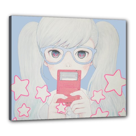 Gamegirl Girl Play With Star Canvas 24  X 20 