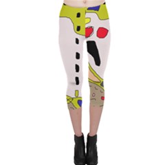 Yellow Abstraction Capri Leggings  by Valentinaart