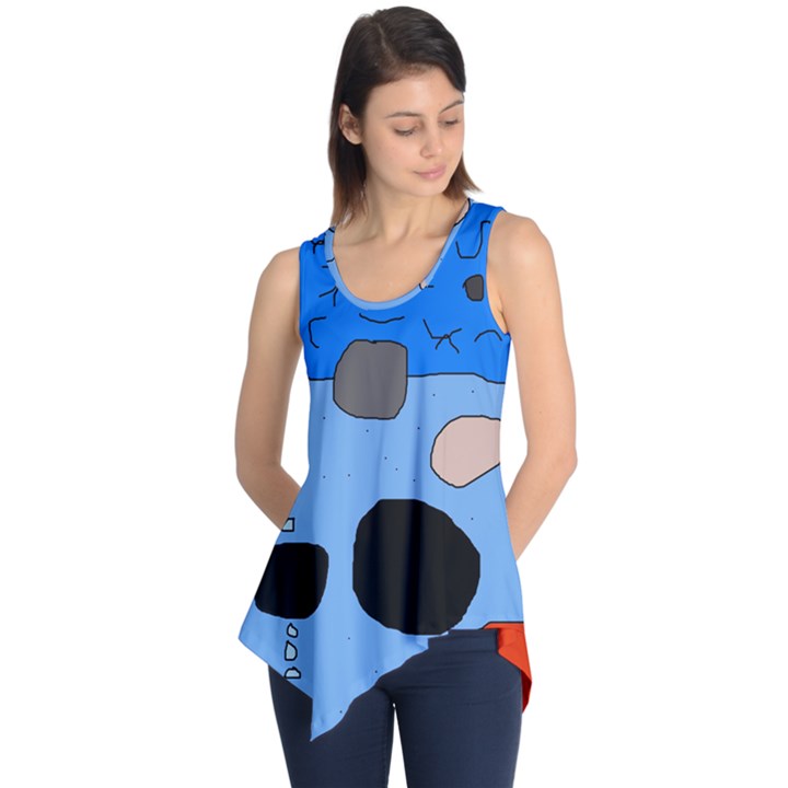 Blue abstraction Sleeveless Tunic