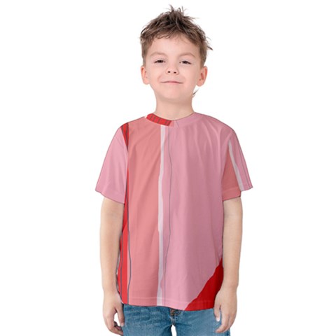 Red And Pink Lines Kid s Cotton Tee by Valentinaart