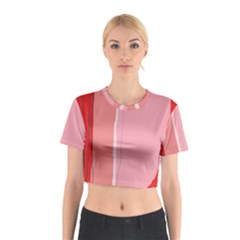 Red And Pink Lines Cotton Crop Top by Valentinaart