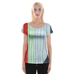 Decorative Lines Women s Cap Sleeve Top