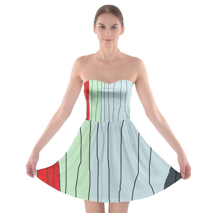 Decorative lines Strapless Dresses