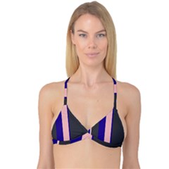 Purple, Pink And Gray Lines Reversible Tri Bikini Top by Valentinaart