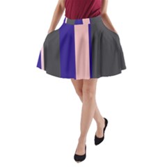 Purple, Pink And Gray Lines A-line Pocket Skirt by Valentinaart