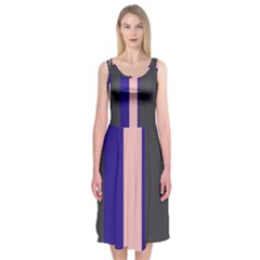 Purple, Pink And Gray Lines Midi Sleeveless Dress by Valentinaart