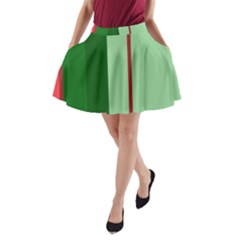 Green And Red Design A-line Pocket Skirt by Valentinaart