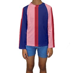 Pink And Blue Lines Kid s Long Sleeve Swimwear by Valentinaart