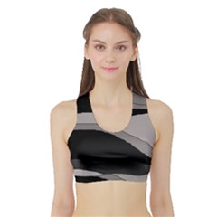 Black And Gray Design Sports Bra With Border by Valentinaart