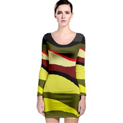 Decorative Abstract Design Long Sleeve Bodycon Dress by Valentinaart