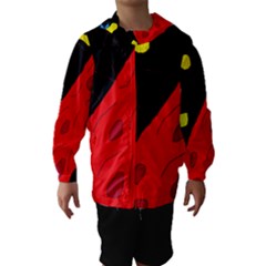 Red Abstraction Hooded Wind Breaker (kids) by Valentinaart