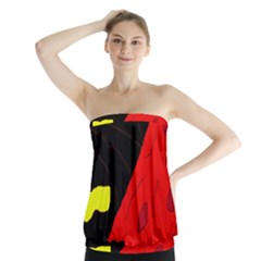 Red Abstraction Strapless Top