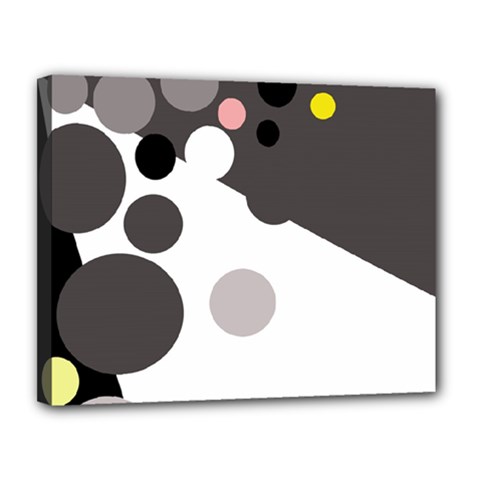 Gray, Yellow And Pink Dots Canvas 14  X 11  by Valentinaart