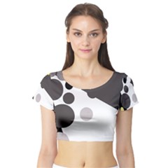 Gray, Yellow And Pink Dots Short Sleeve Crop Top (tight Fit) by Valentinaart