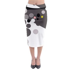 Gray, Yellow And Pink Dots Midi Pencil Skirt by Valentinaart