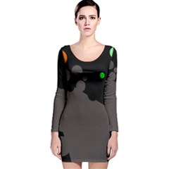Colorful Dots Long Sleeve Velvet Bodycon Dress by Valentinaart
